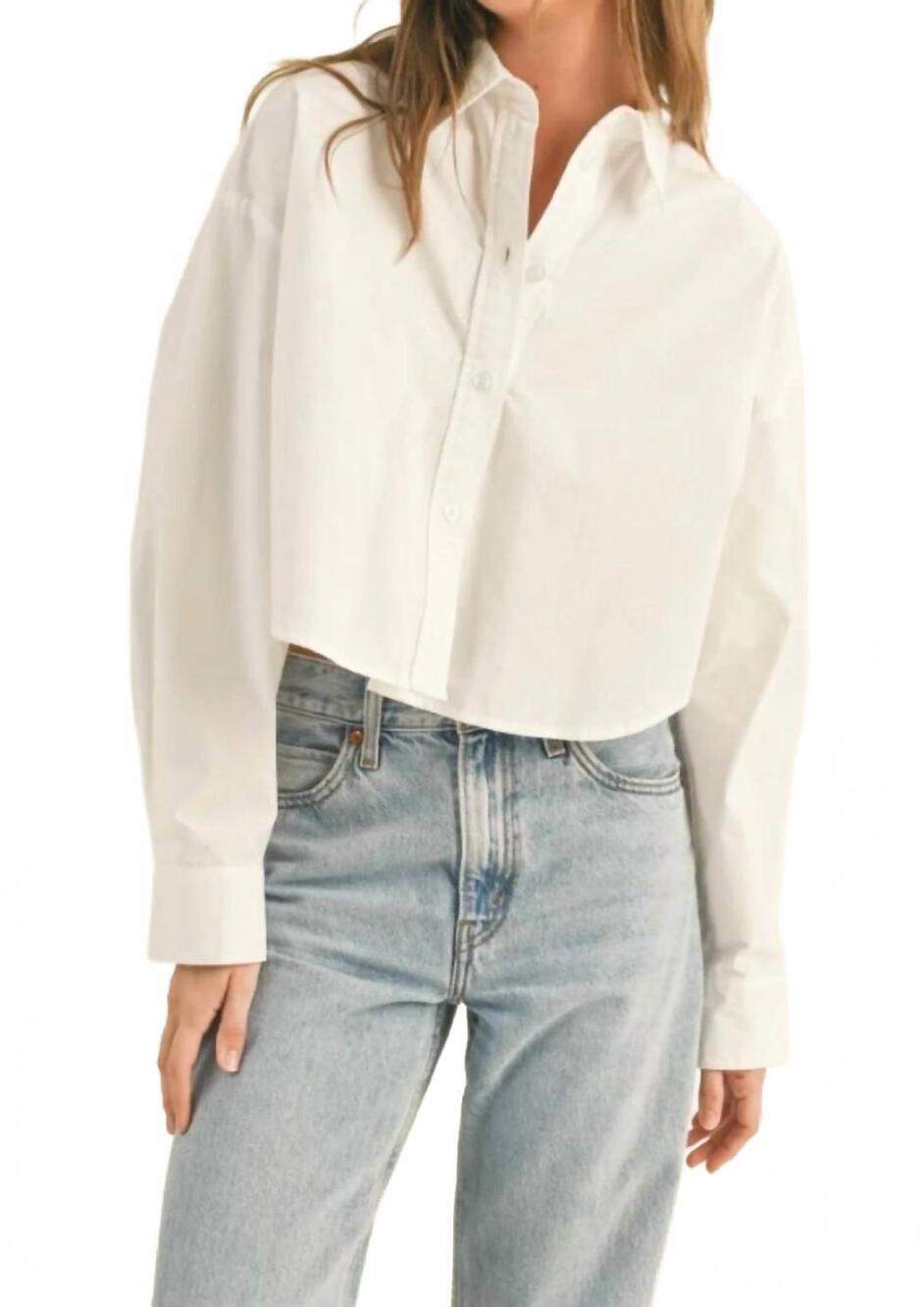 NEW MIOU MUSE poplin button down top in white